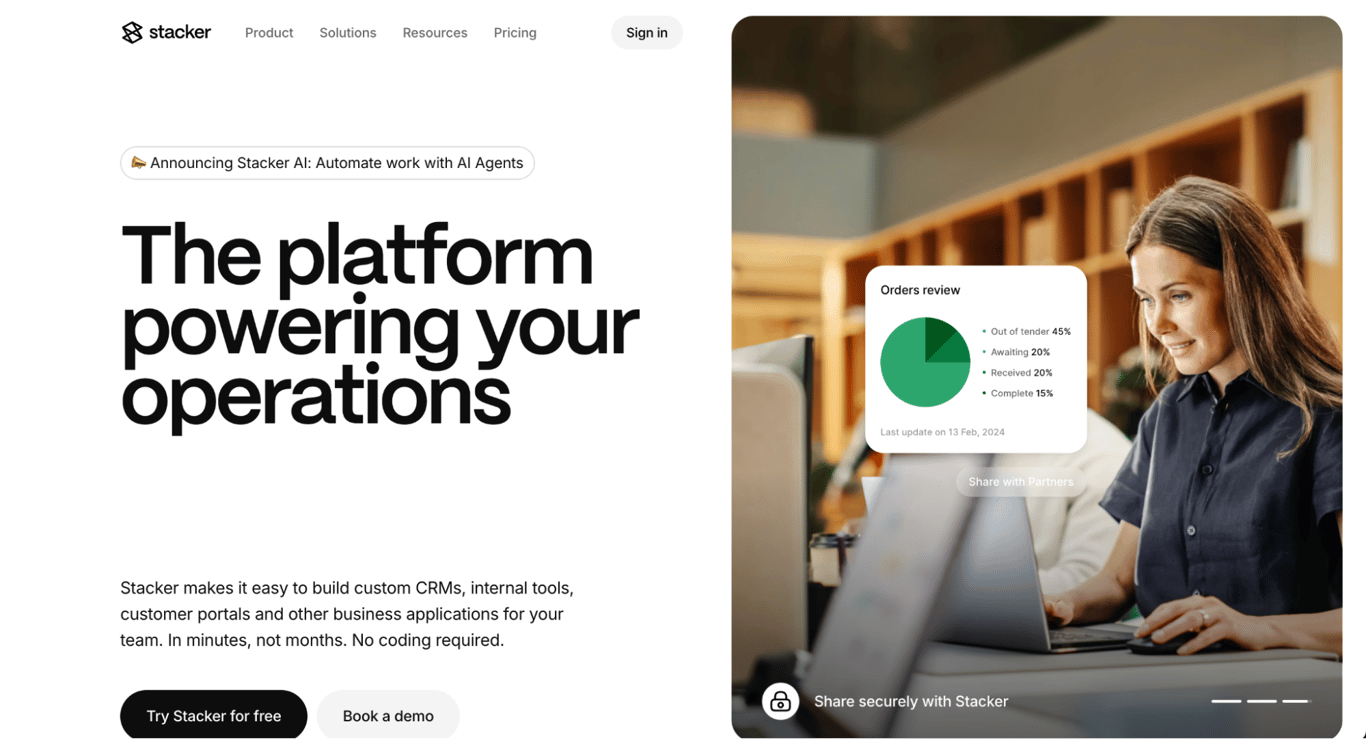 Stacker landing page