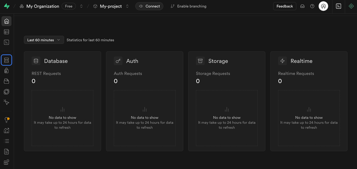 Supabase user interface
