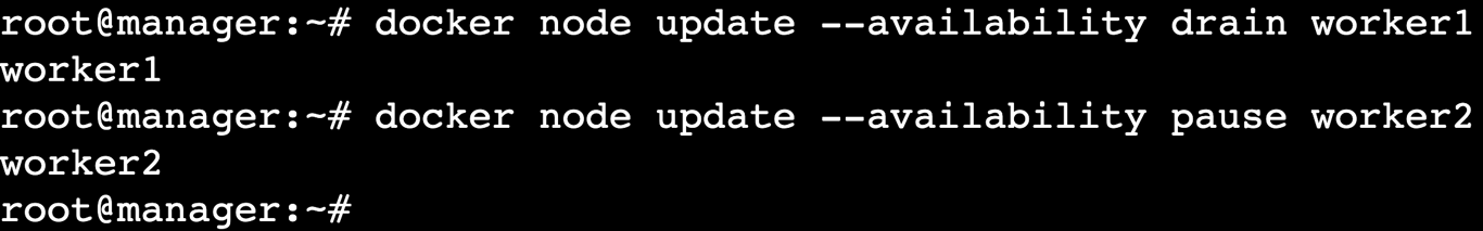 A terminal output showing the drained and paused nodes