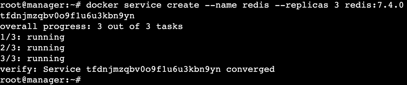 A terminal output showing the process of creating the redis service