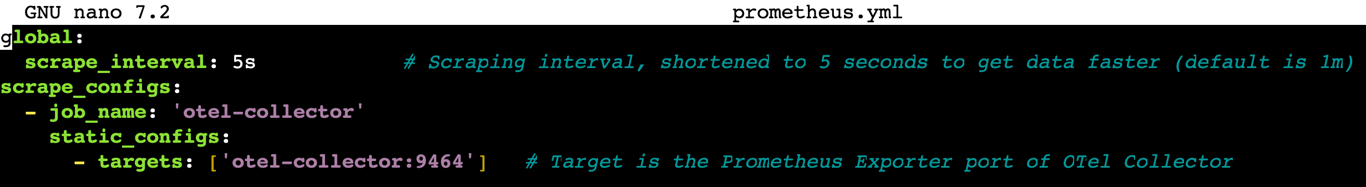 The Prometheus configuration file's content