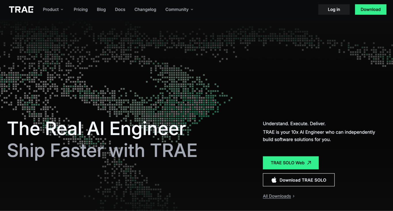 Homepage of Trae AI