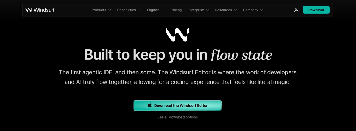 Windsurf Editor landing page