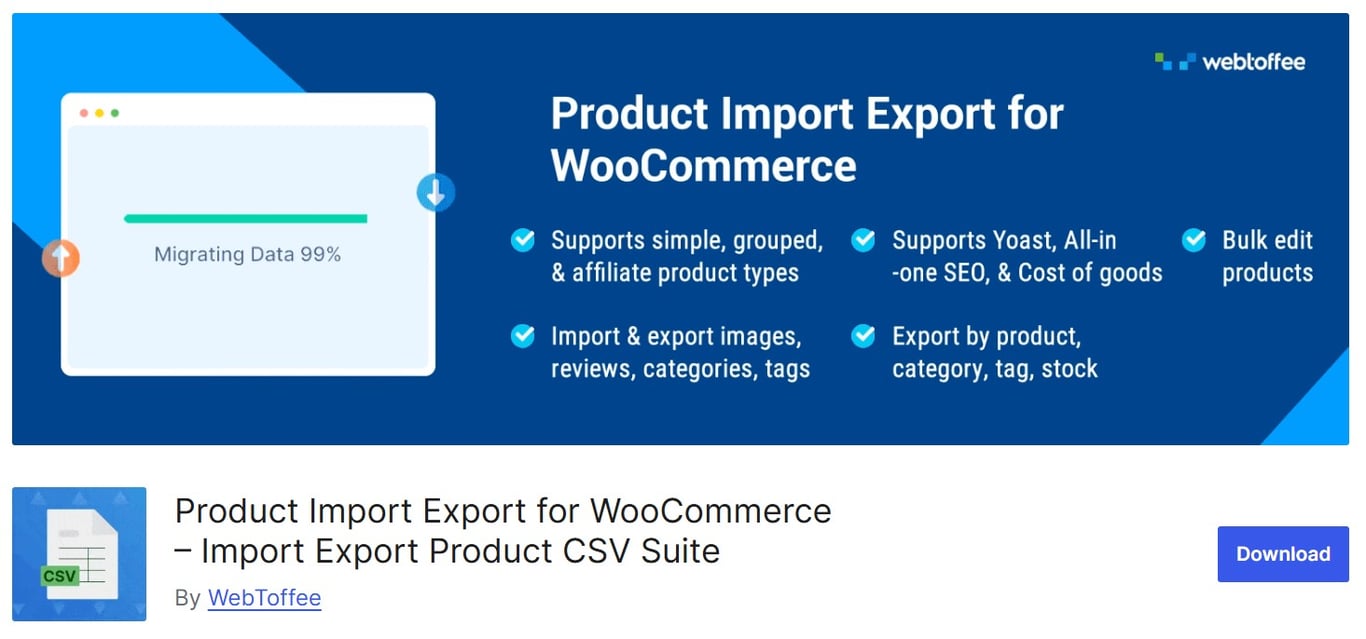 Product Import Export page on the WordPress Plugin Directory.