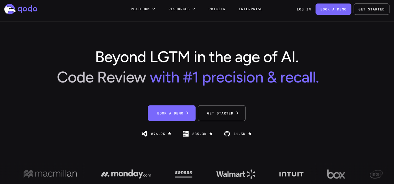 Homepage of Qodo