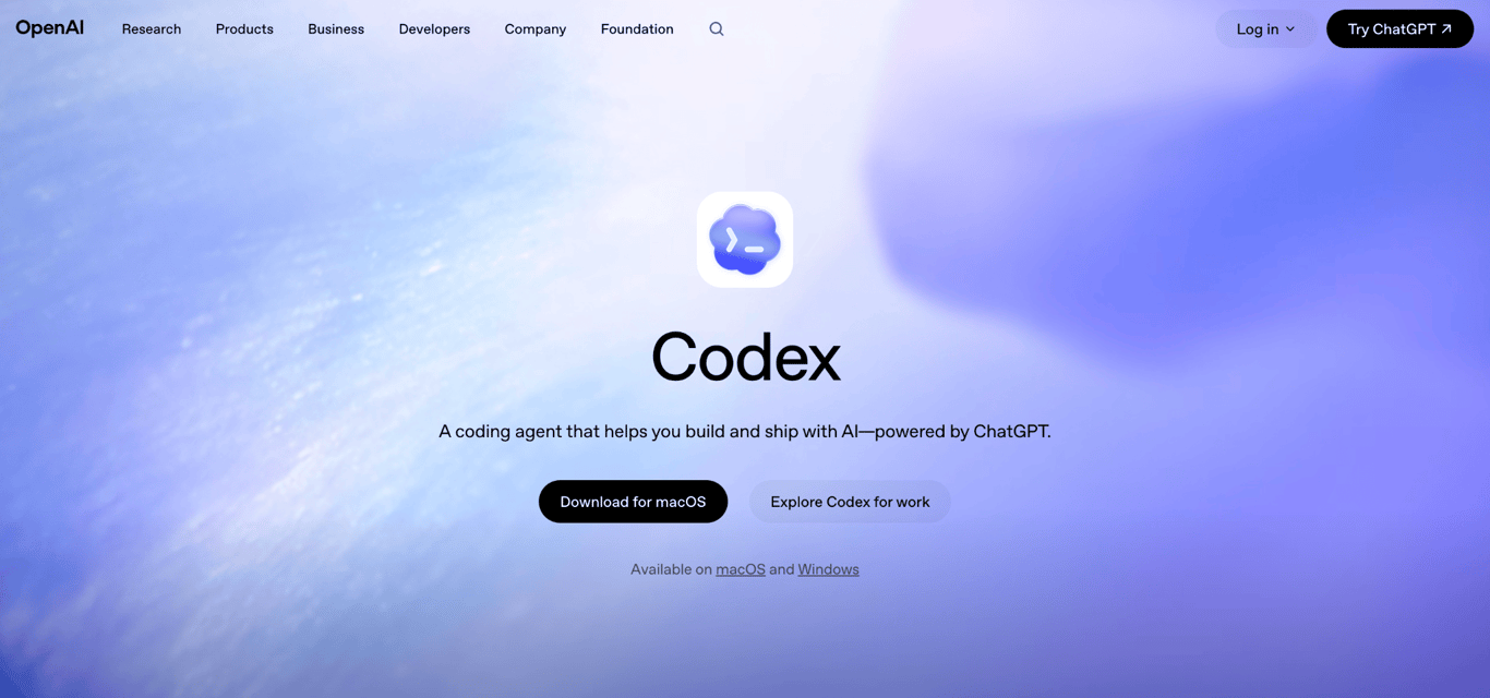 Homepage of Codex