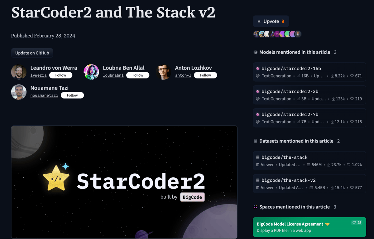 Homepage of StarCoder2