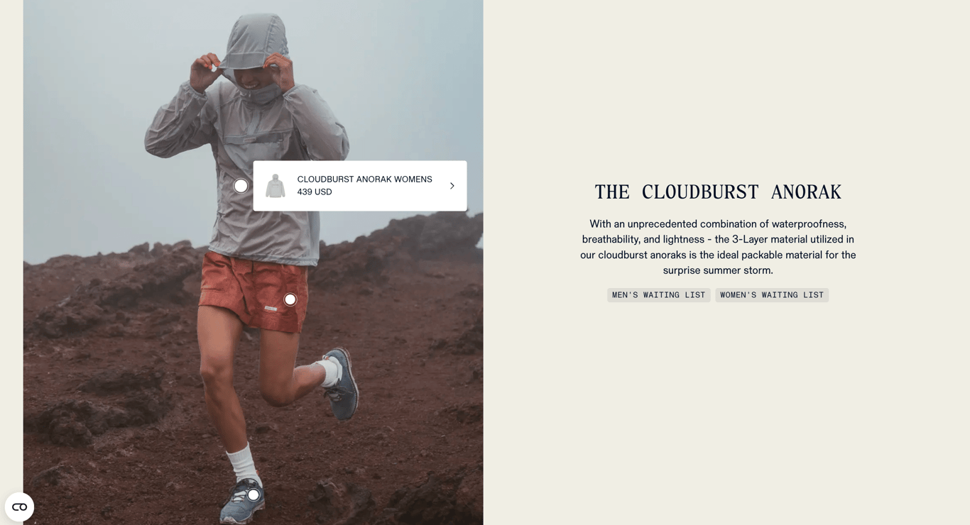 Amundsen Sports product image map with clickable hotspots