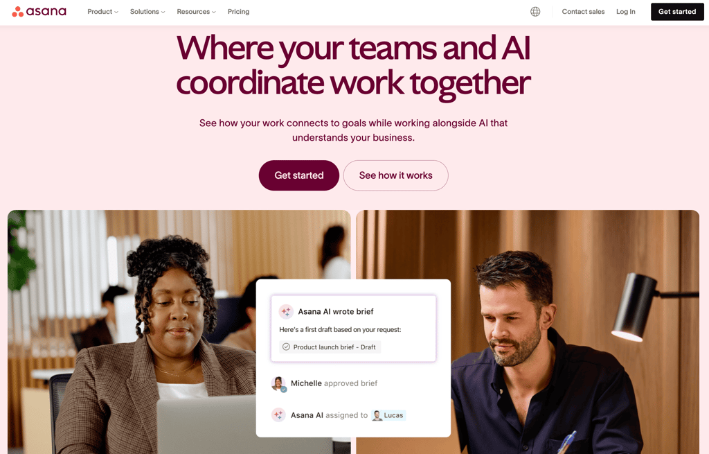 Homepage of Asana
