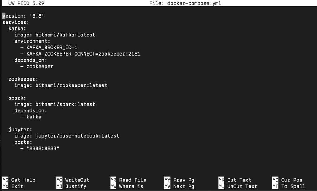 Docker Compose file defining multiple services for a big data analytics stack.