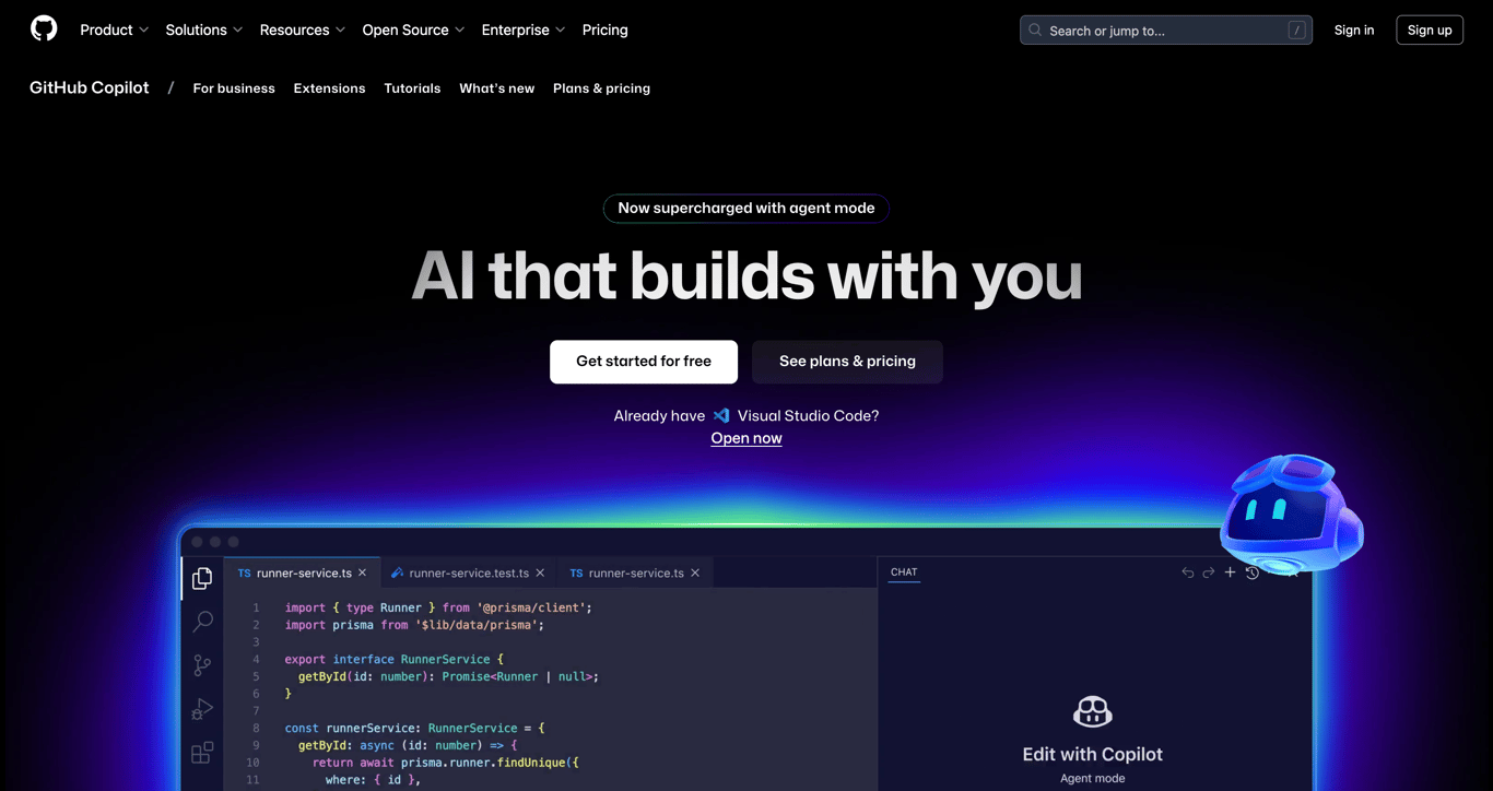 github copilot landing page