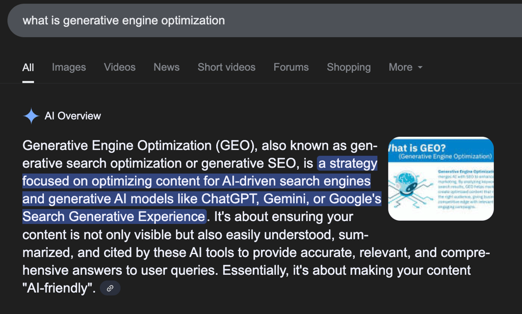 Google's AI search overview