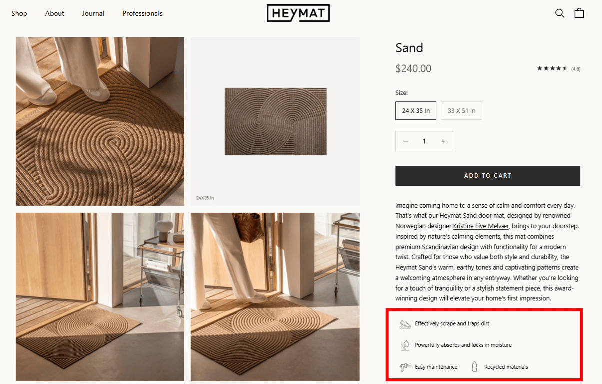 Hey Mat website showing a block of content created by a custom field