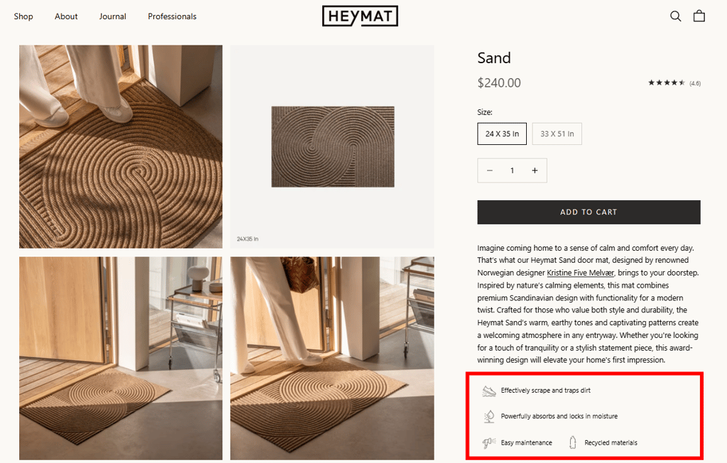Hey Mat website showing a block of content created by a custom field