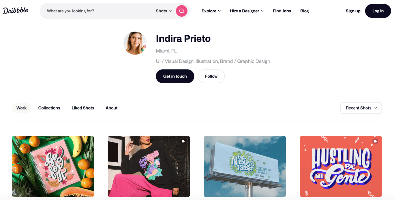 Dribble page of Indira Prieto