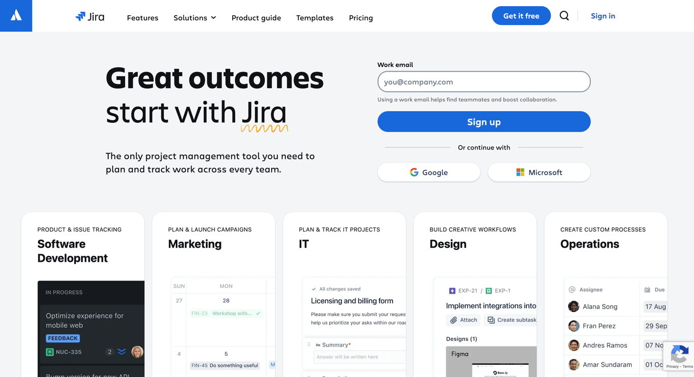 jira landing page