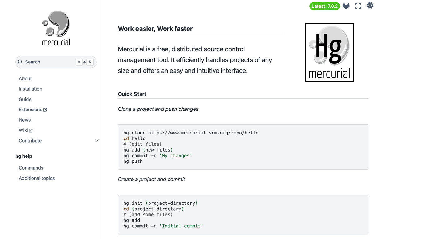 mercurial landing page
