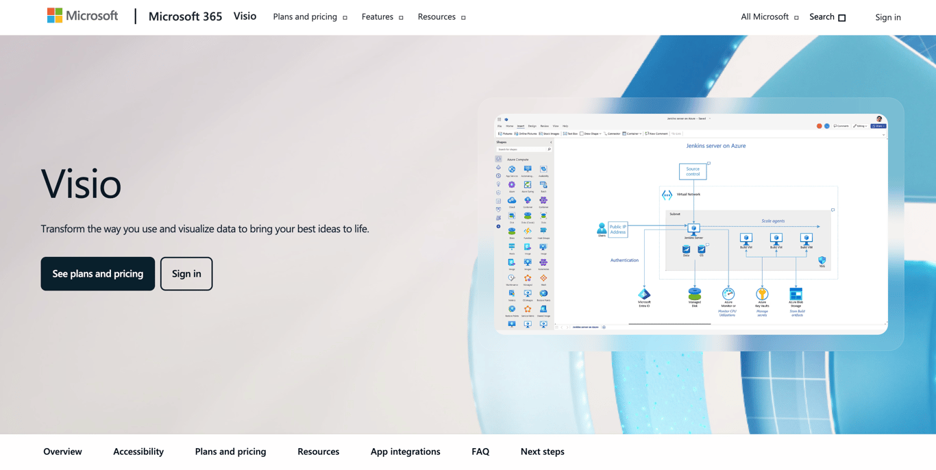 microsoft visio landing page