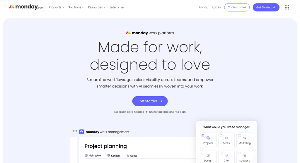 monday.com homepage