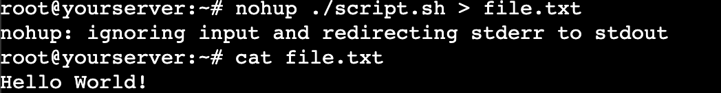 nohup redirects a process's output to another file