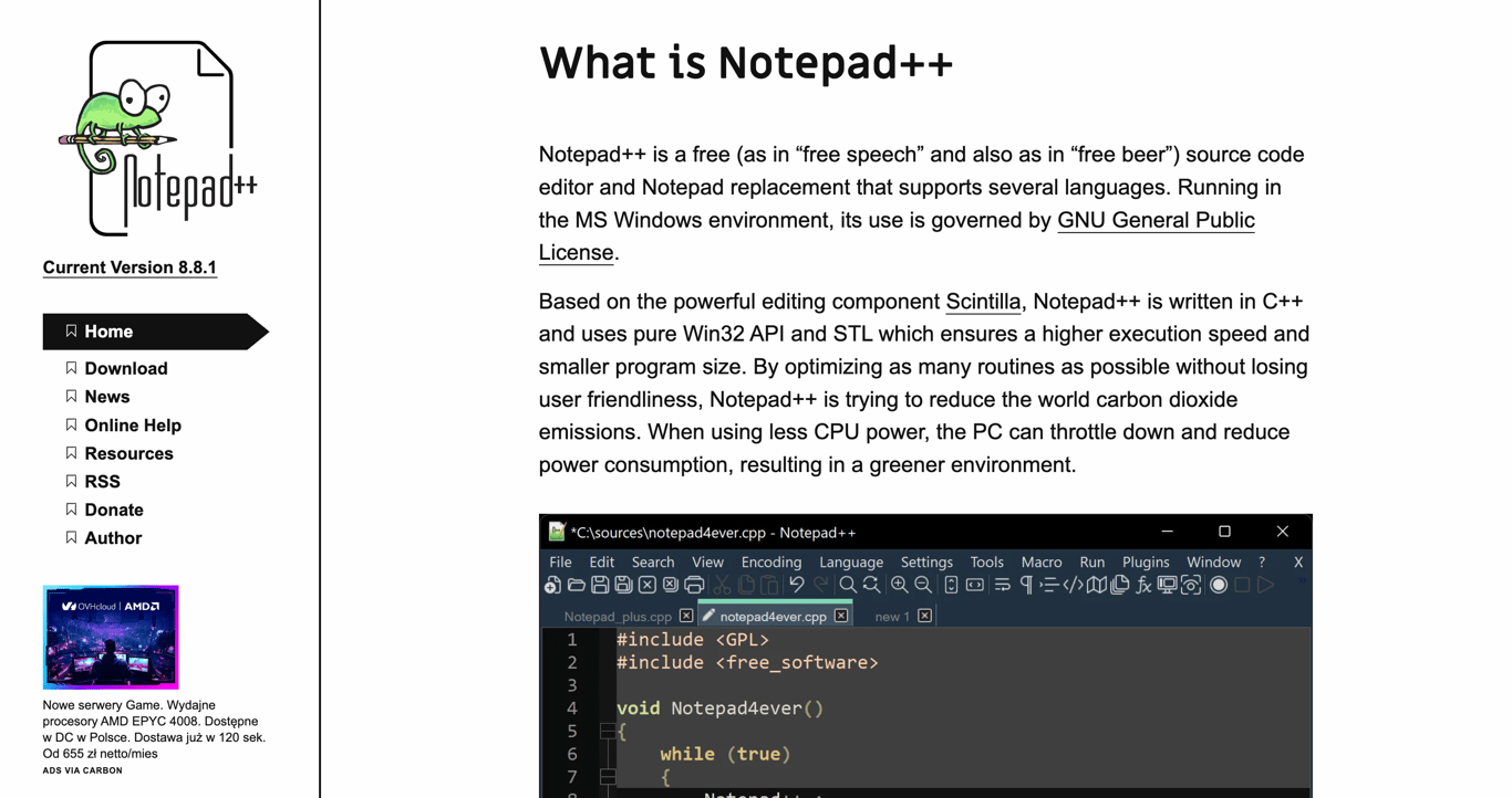 notepad++ landing page