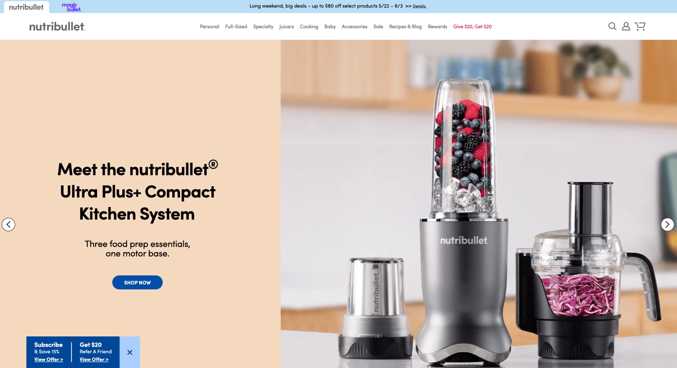 nutribullet's home page