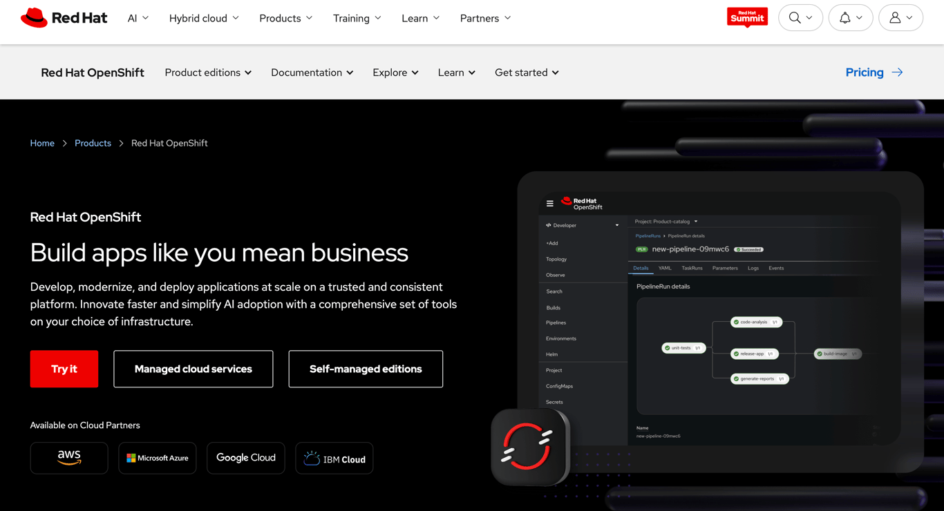 openshift landing page