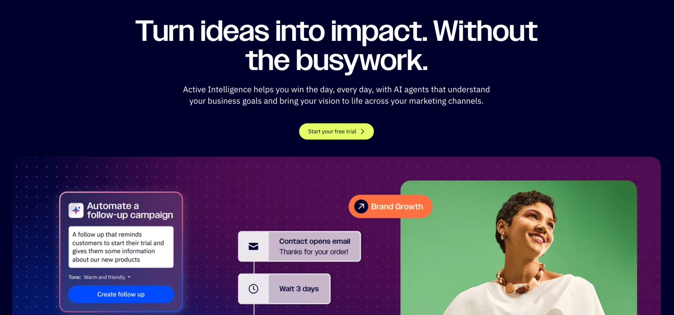 ActiveCampaign's homepage