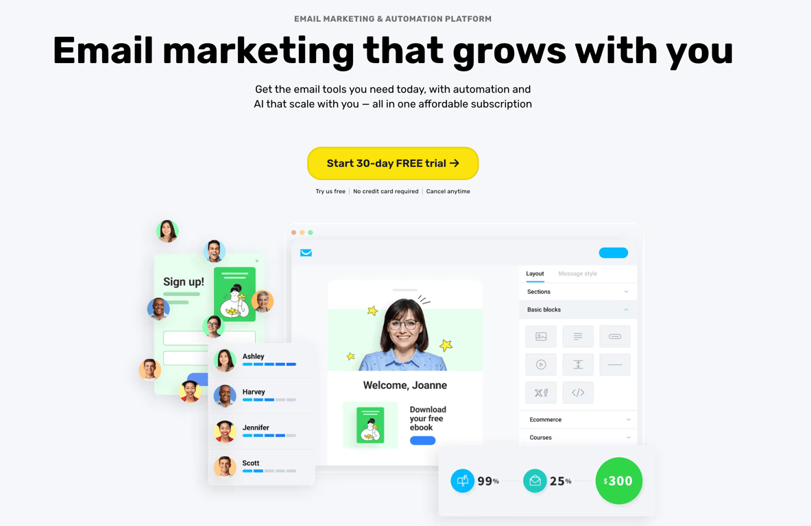 GetResponse's homepage