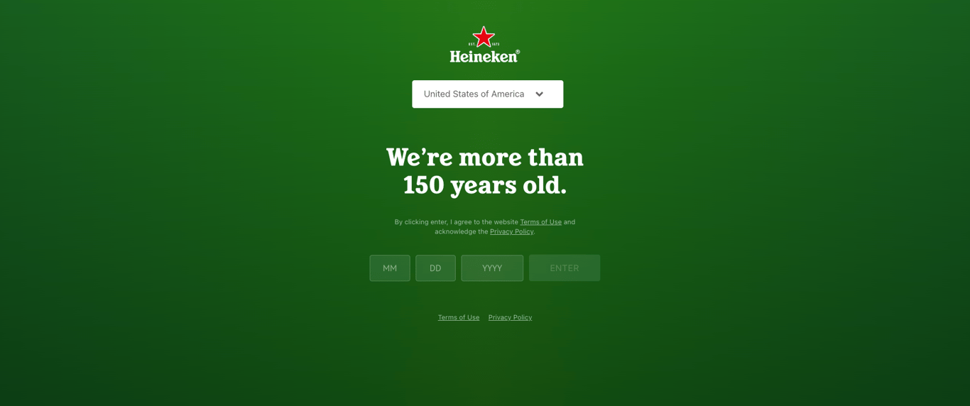 Heineken splash page