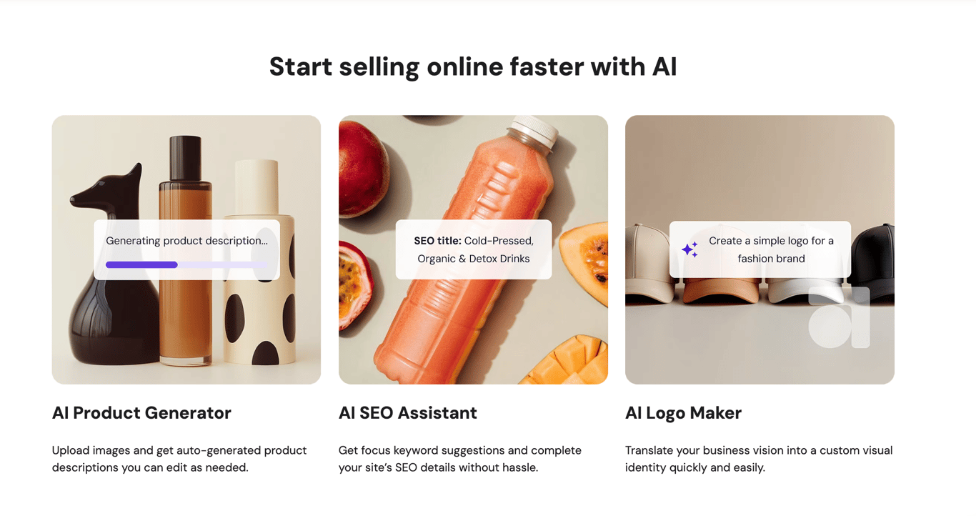 Hostinger ecommerce website builder AI tools