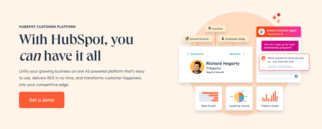 HubSpot's homepage
