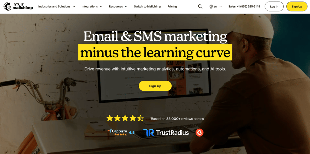 Mailchimp homepage