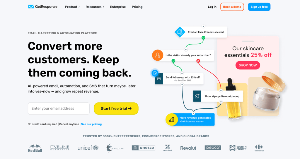 GetResponse homepage