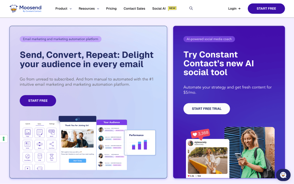Moosend homepage