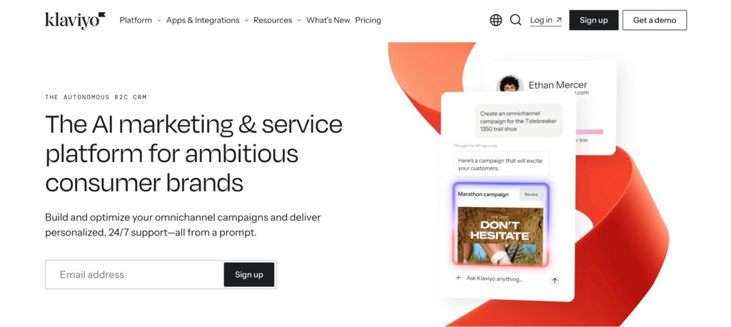 Klaviyo homepage