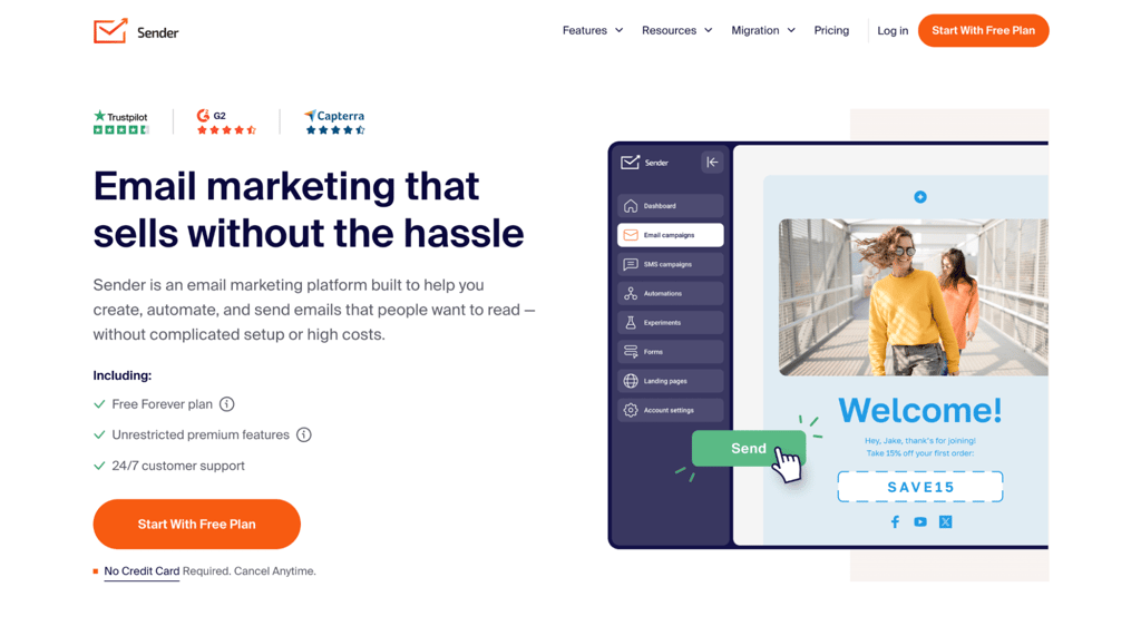Sender homepage