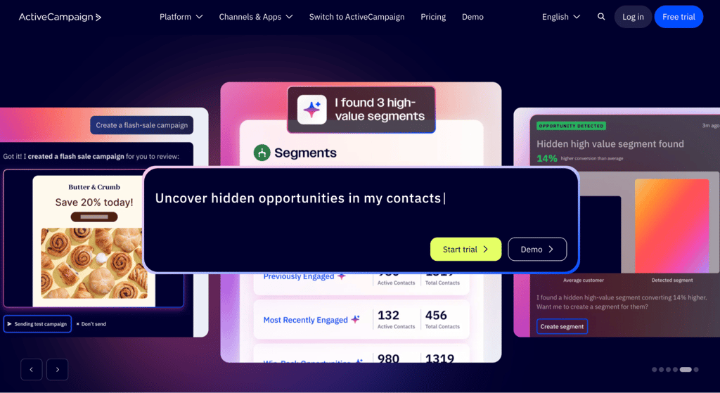 ActiveCampaign homepage