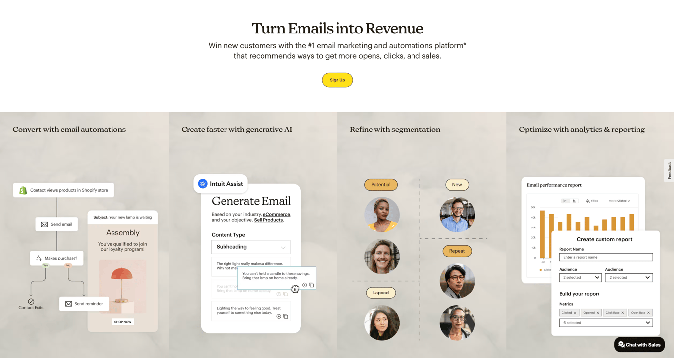 MailChimp's homepage