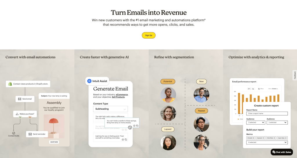 MailChimp's homepage