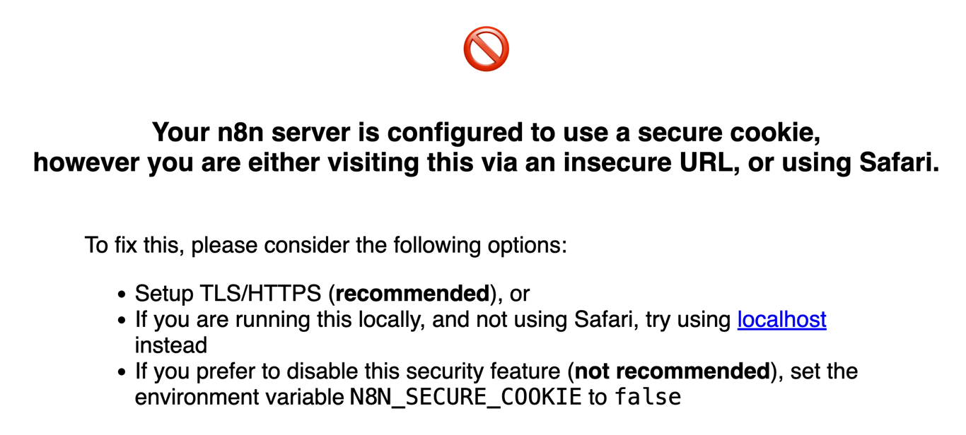 The n8n security error warning