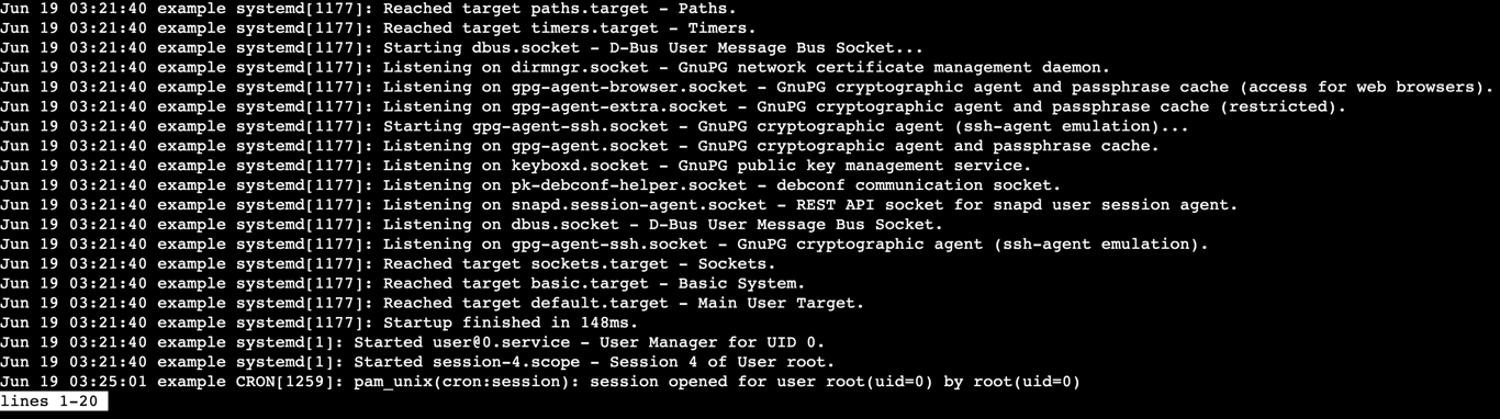 A terminal output shows the last 50 log entries