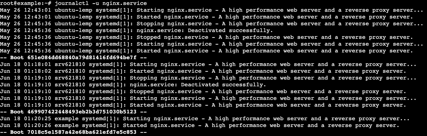 A terminal output shows logs for the NGINX service