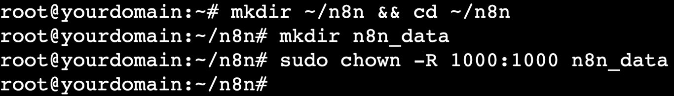 A terminal output after running the mkdir and chown commands