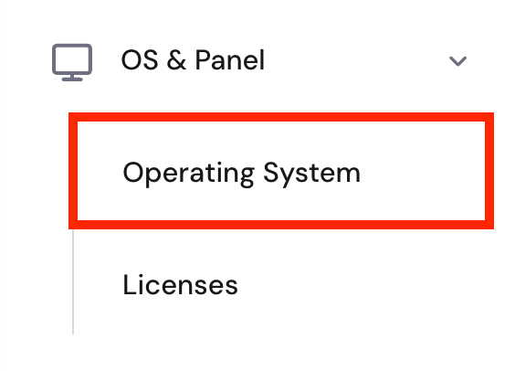 The Operating System menu on hPanel's VPS page sidebar