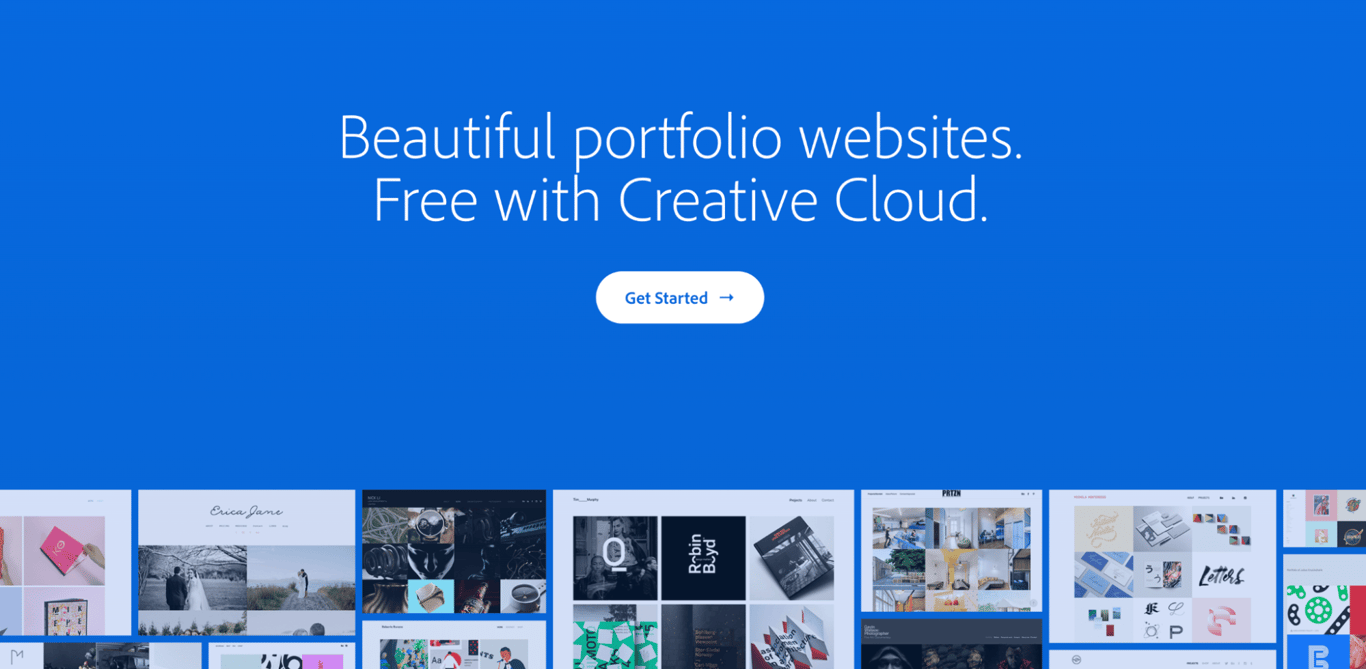 Adobe Portfolio landing page