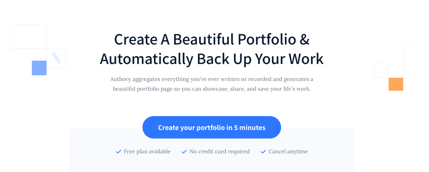 Authory landing page