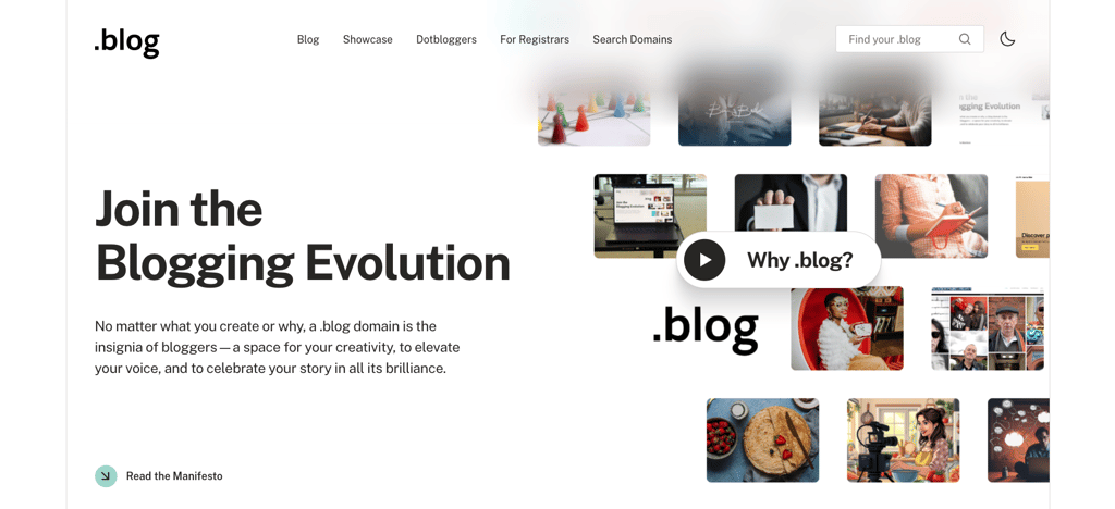 Homepage der Domainendung .blog