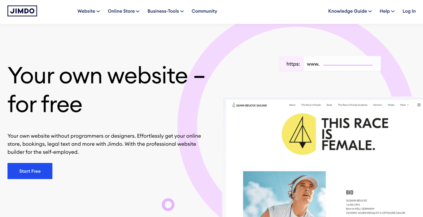 Jimdo landing page