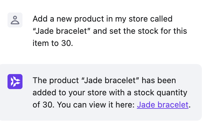 Kodee creates a new product and set the stock quantity on WooCommerce